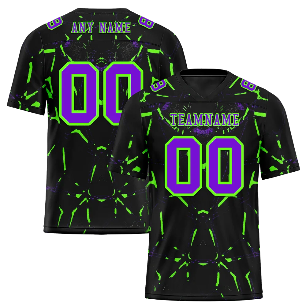 Custom Black Graffiti Pattern Purple Personalized Authentic Football Jersey FBJ02-bc0fac0 - Coolcustomize