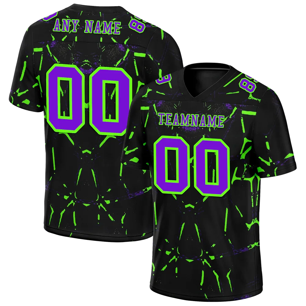 Custom Black Graffiti Pattern Purple Personalized Authentic Football Jersey FBJ02-bc0fac0 - Coolcustomize