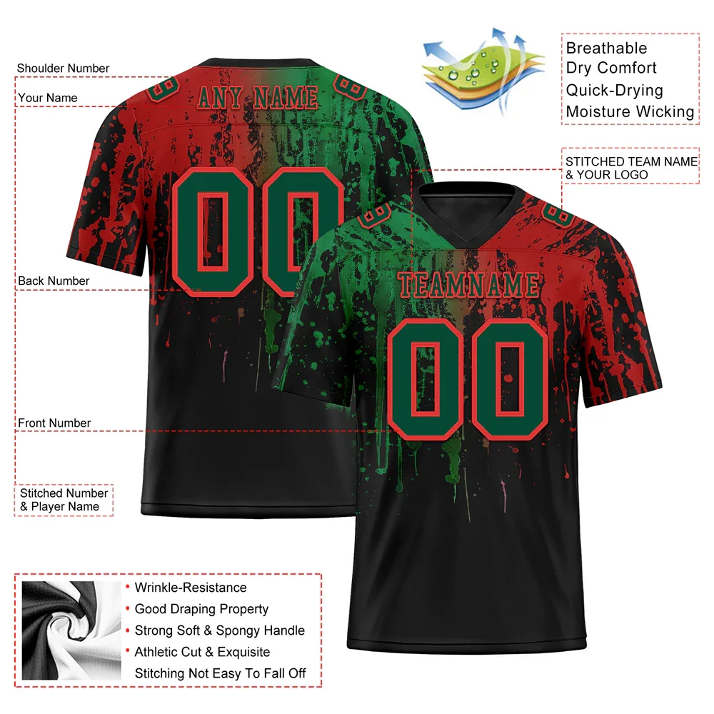 Custom Green Red Graffiti Pattern Green Personalized Authentic Football Jersey FBJ02-bc0faca - Coolcustomize