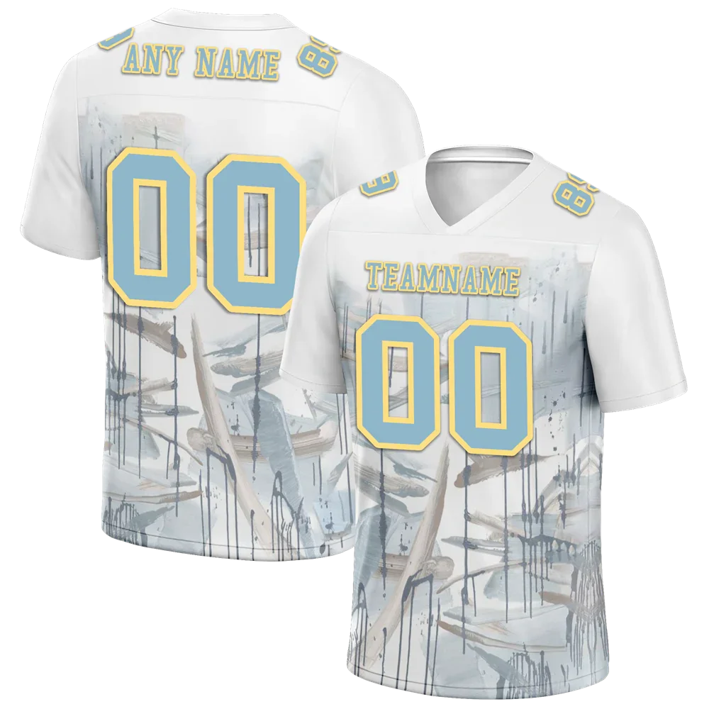 Custom White Graffiti Pattern Aqua Personalized Authentic Football Jersey FBJ02-bc0facc - Coolcustomize