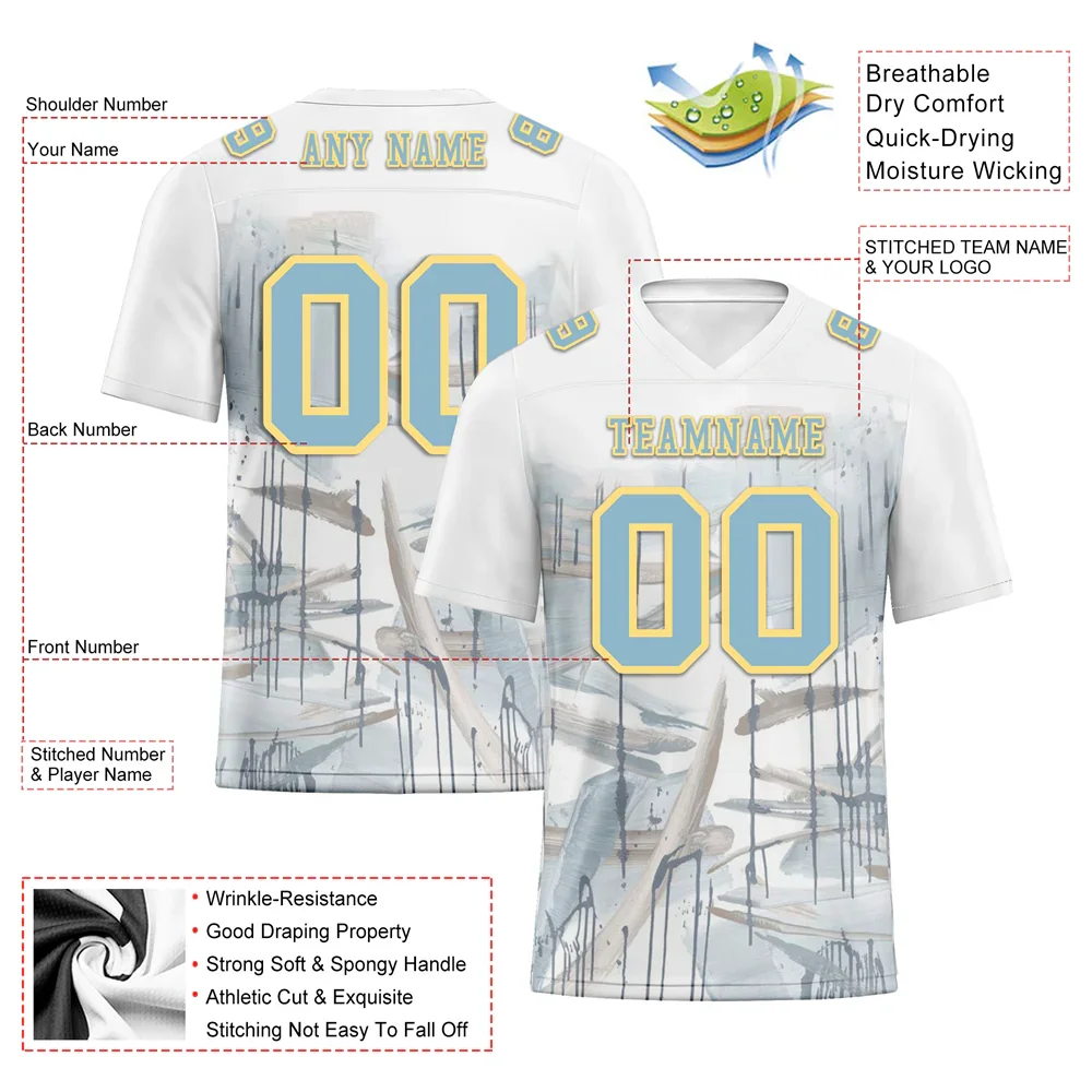 Custom White Graffiti Pattern Aqua Personalized Authentic Football Jersey FBJ02-bc0facc - Coolcustomize