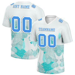 Custom White Graffiti Pattern Blue Personalized Authentic Football Jersey FBJ02-bc0facd