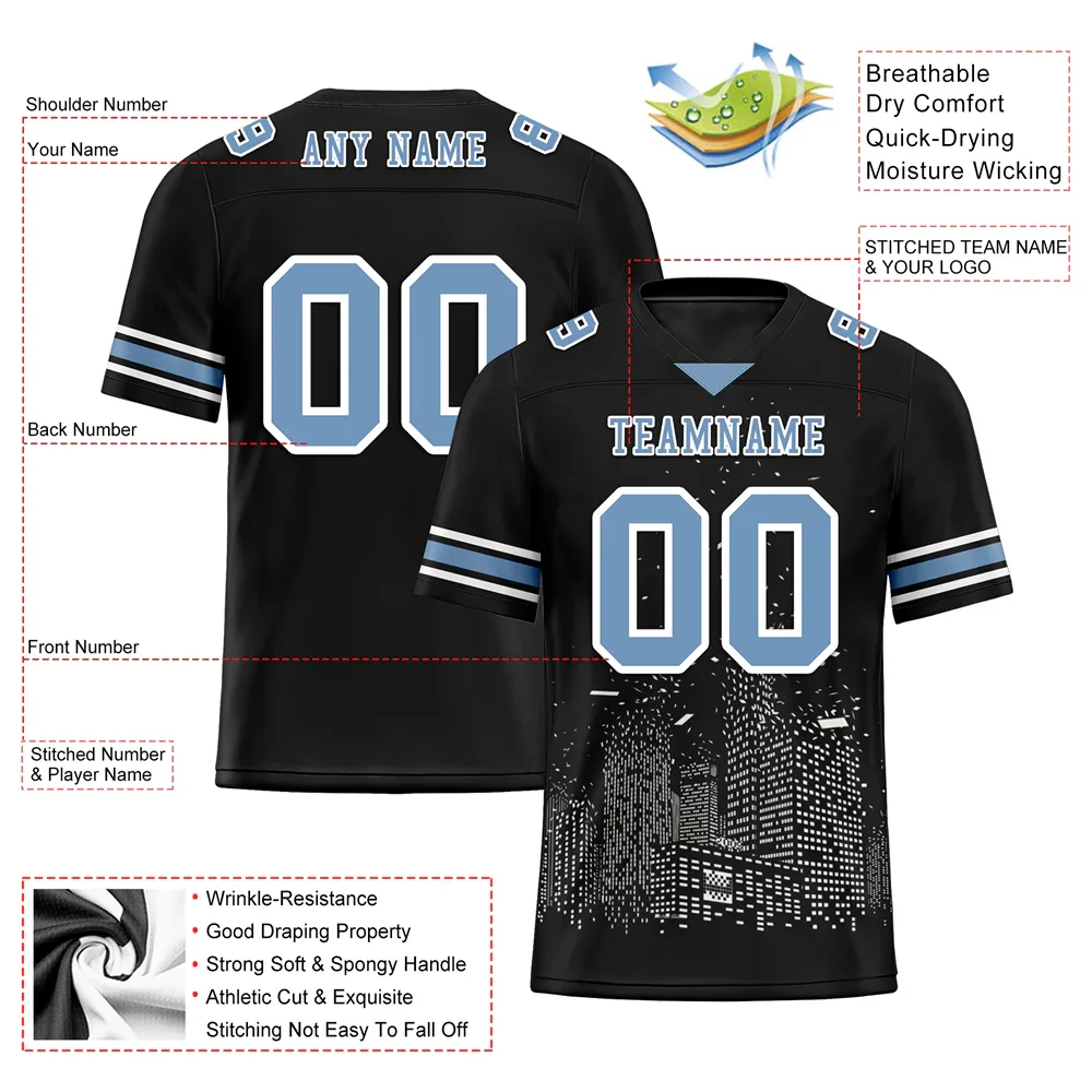 Custom Black Graffiti Pattern Aqua Personalized Authentic Football Jersey FBJ02-bc0facf - Coolcustomize