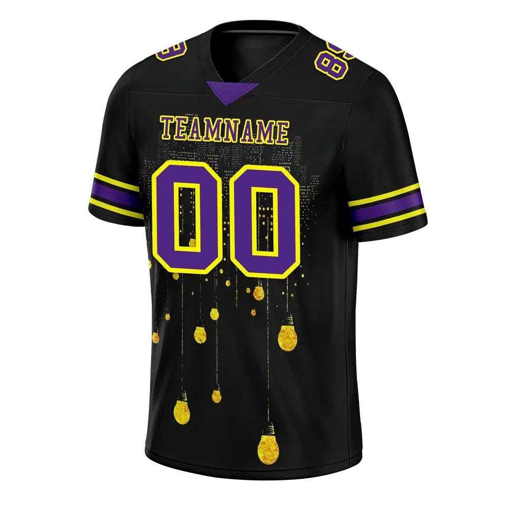 Custom Black Graffiti Pattern Purple Personalized Authentic Football Jersey FBJ02-bc0fac8 - Coolcustomize