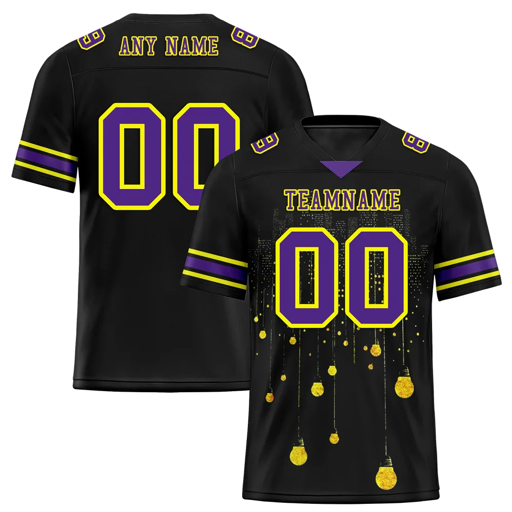 Custom Black Graffiti Pattern Purple Personalized Authentic Football Jersey FBJ02-bc0fac8 - Coolcustomize