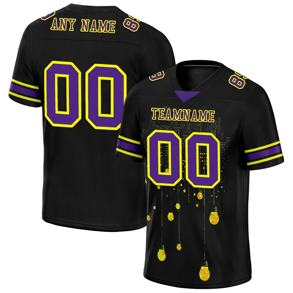 Custom Black Graffiti Pattern Purple Personalized Authentic Football Jersey FBJ02-bc0fac8 - Coolcustomize
