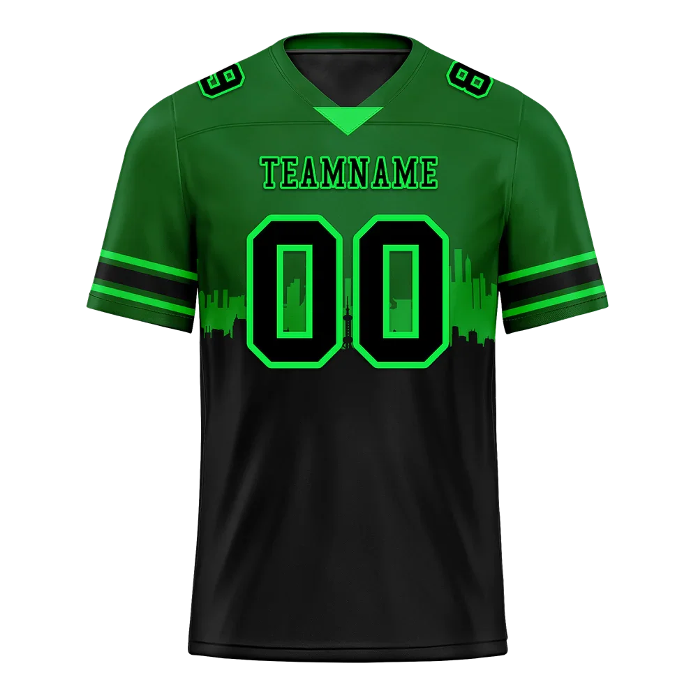 Custom Green Black Graffiti Pattern Black Personalized Authentic Football Jersey FBJ02-bc0fac9 - Coolcustomize