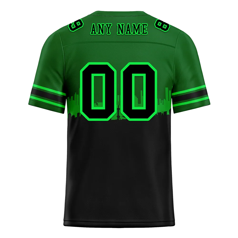 Custom Green Black Graffiti Pattern Black Personalized Authentic Football Jersey FBJ02-bc0fac9 - Coolcustomize