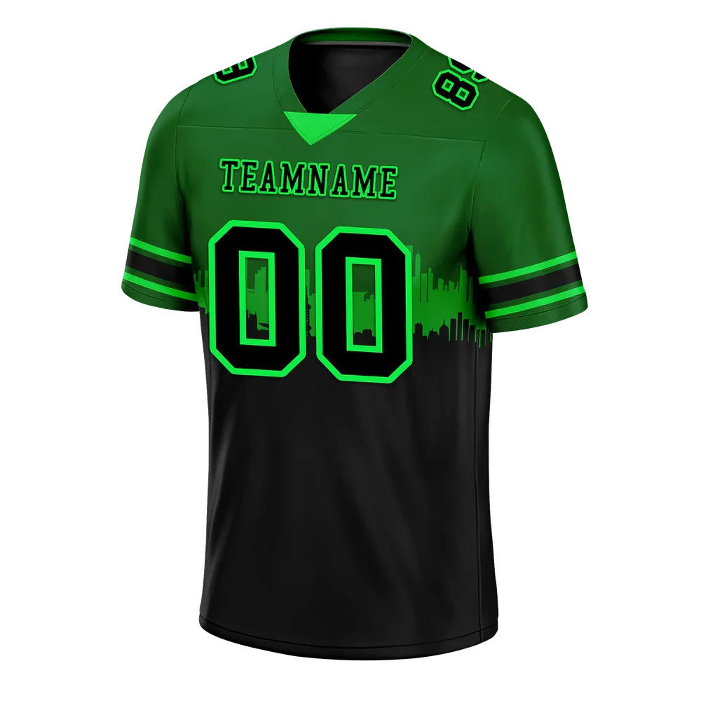 Custom Green Black Graffiti Pattern Black Personalized Authentic Football Jersey FBJ02-bc0fac9 - Coolcustomize