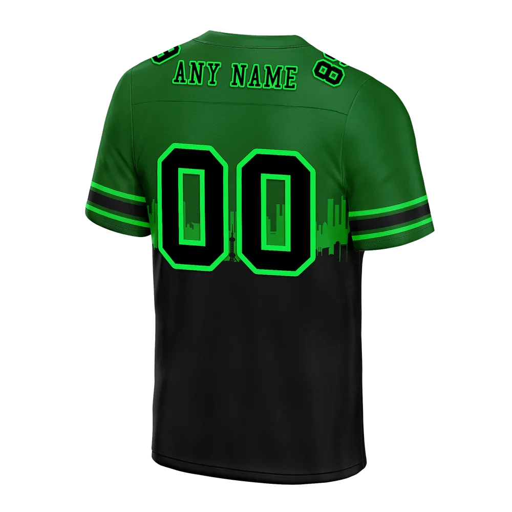 Custom Green Black Graffiti Pattern Black Personalized Authentic Football Jersey FBJ02-bc0fac9 - Coolcustomize