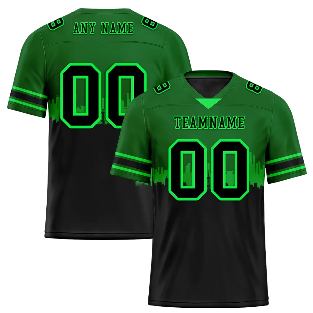 Custom Green Black Graffiti Pattern Black Personalized Authentic Football Jersey FBJ02-bc0fac9 - Coolcustomize