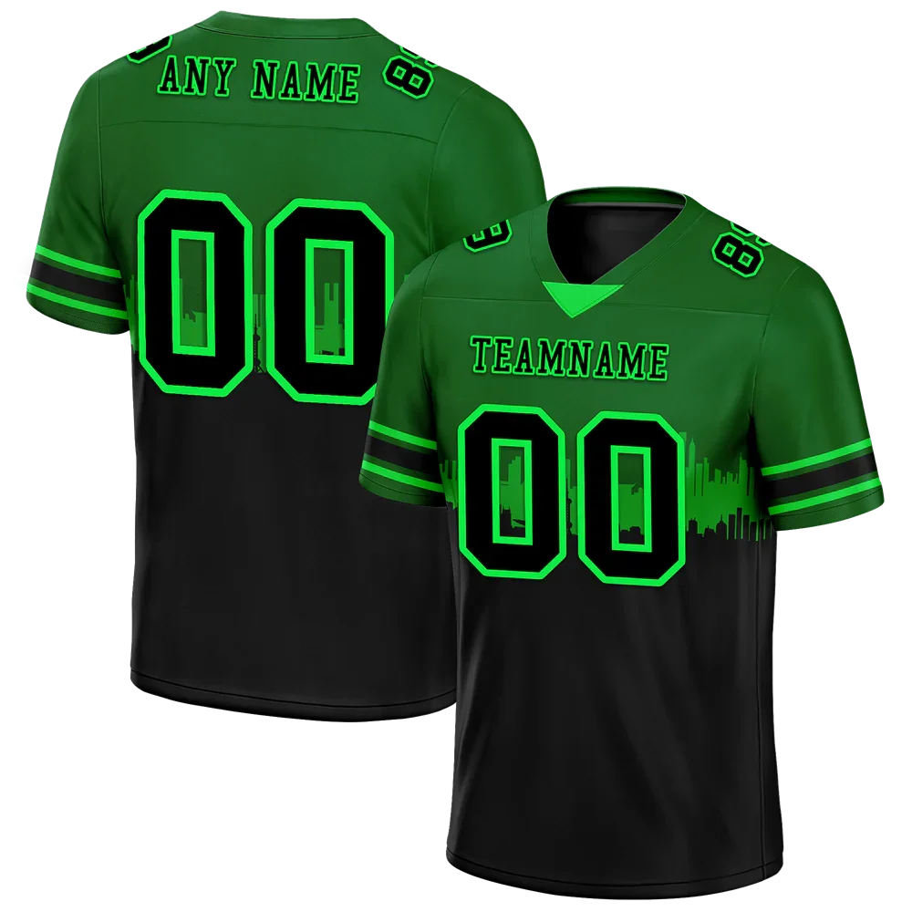 Custom Green Black Graffiti Pattern Black Personalized Authentic Football Jersey FBJ02-bc0fac9 - Coolcustomize
