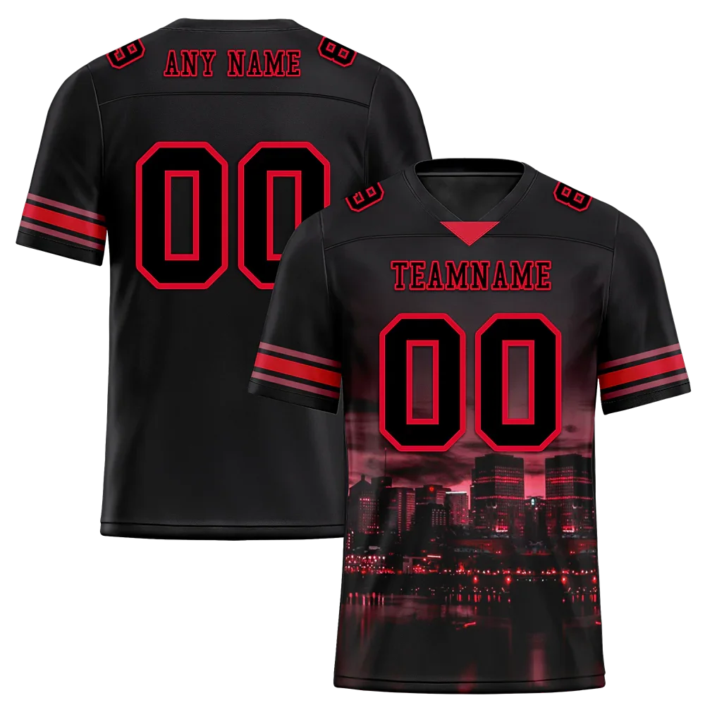 Custom Black Graffiti Pattern Black Personalized Authentic Football Jersey FBJ02-bc0fad0 - Coolcustomize