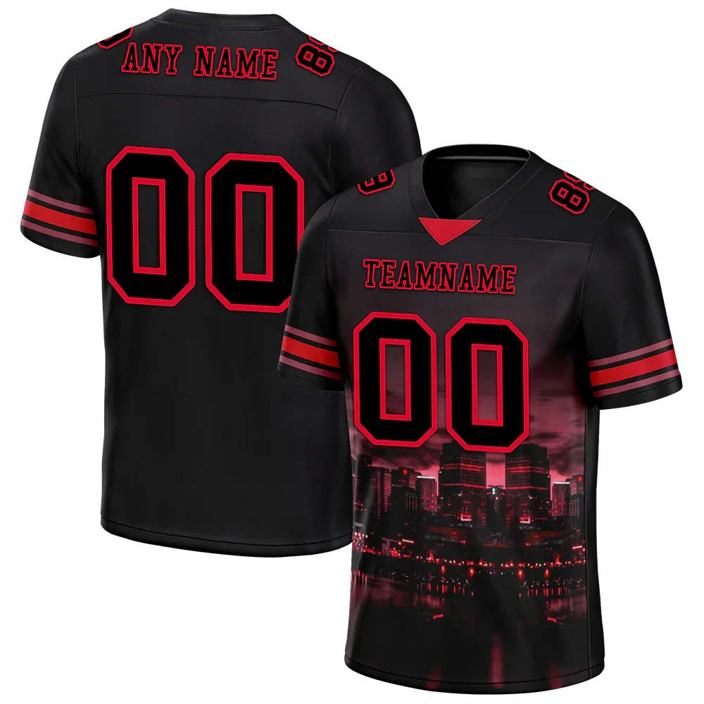 Custom Black Graffiti Pattern Black Personalized Authentic Football Jersey FBJ02-bc0fad0 - Coolcustomize