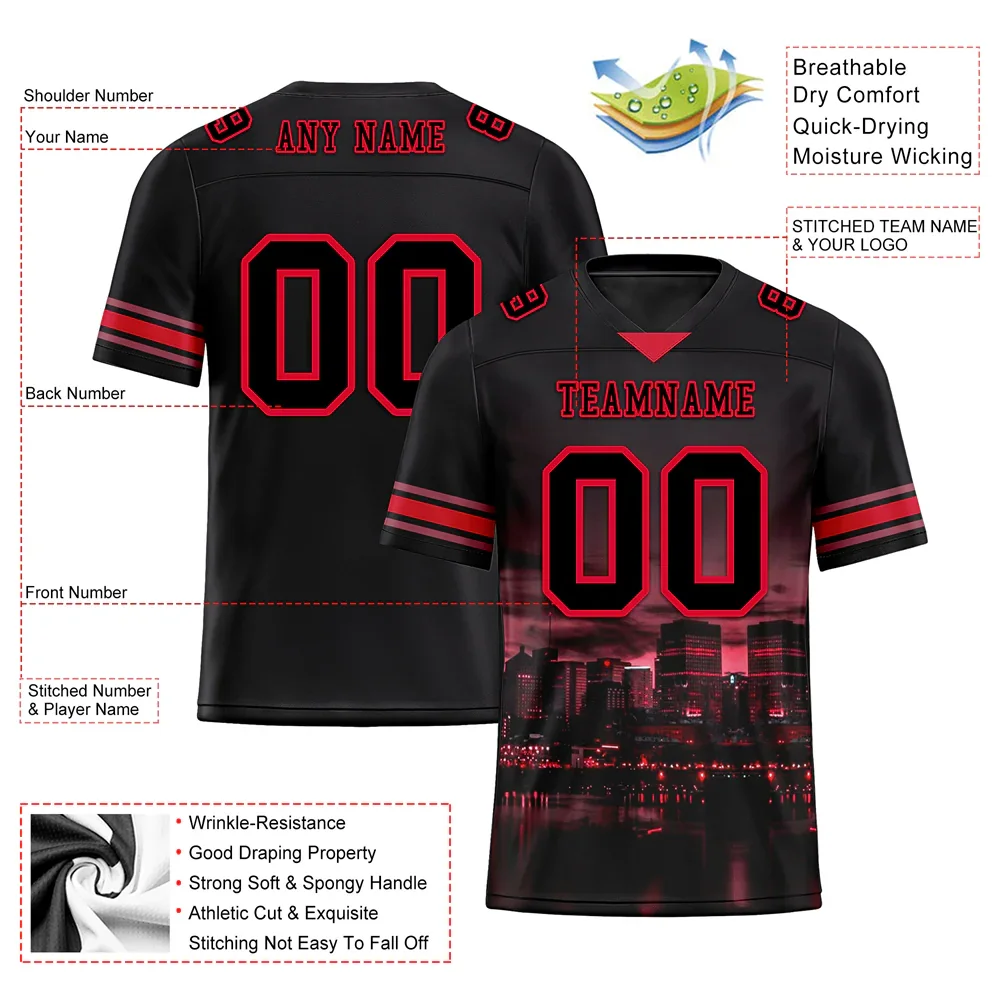 Custom Black Graffiti Pattern Black Personalized Authentic Football Jersey FBJ02-bc0fad0 - Coolcustomize