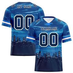 Custom Blue Graffiti Pattern Black Personalized Authentic Football Jersey FBJ02-bc0fada