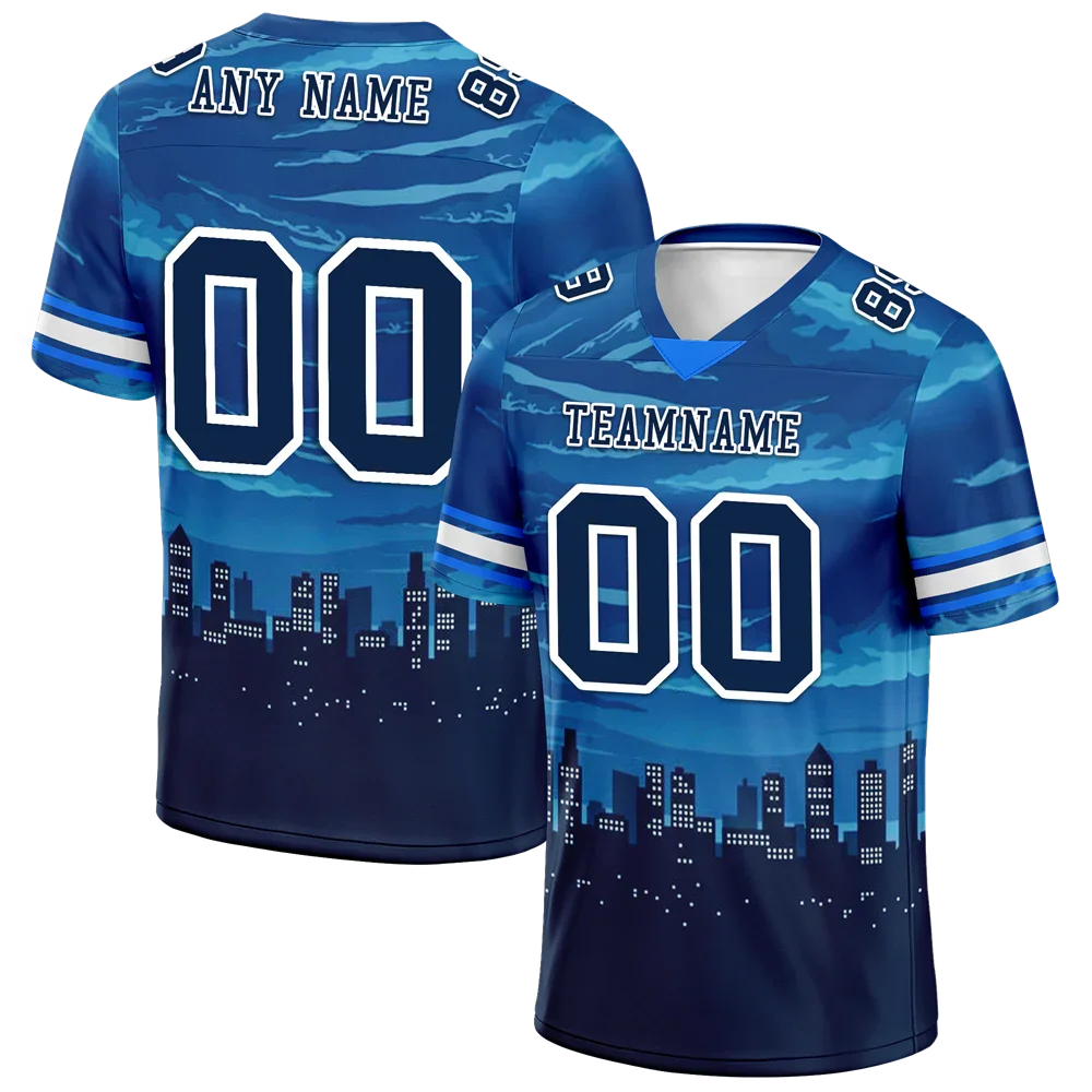Custom Blue Graffiti Pattern Black Personalized Authentic Football Jersey FBJ02-bc0fada - Coolcustomize