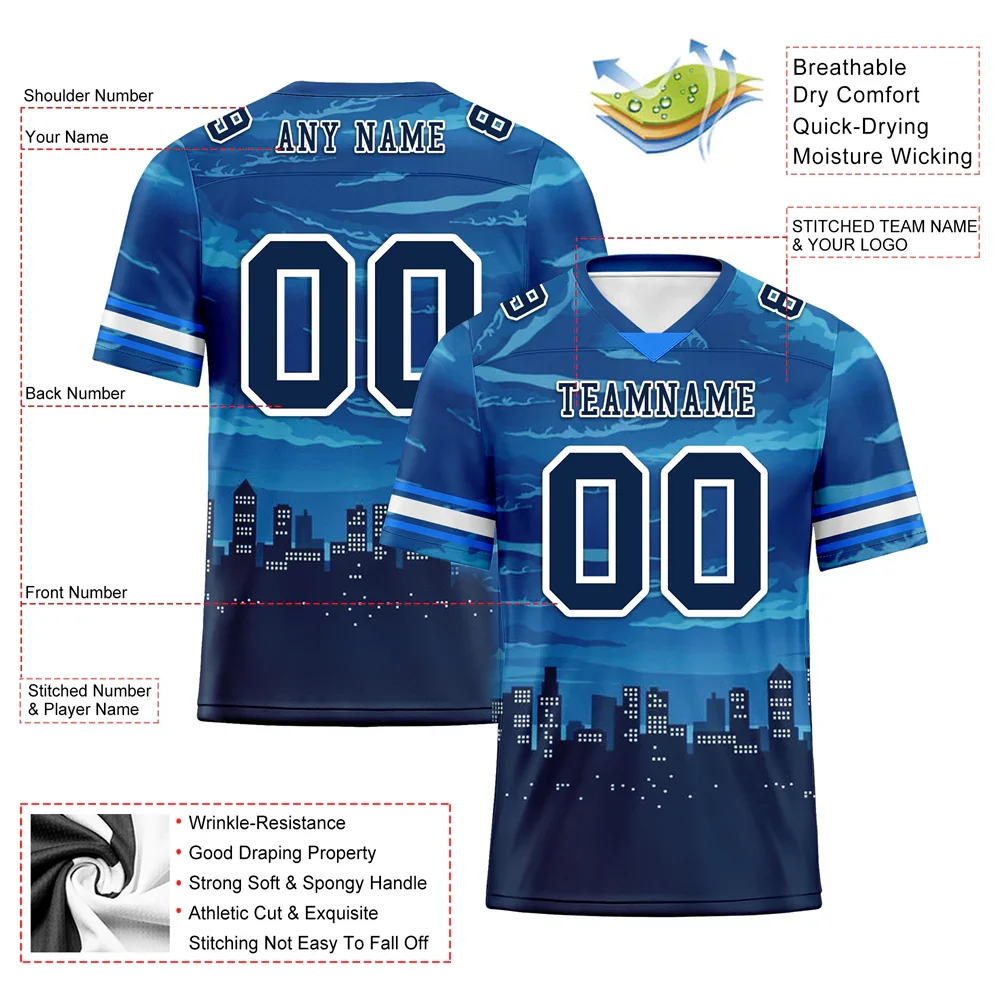 Custom Blue Graffiti Pattern Black Personalized Authentic Football Jersey FBJ02-bc0fada - Coolcustomize