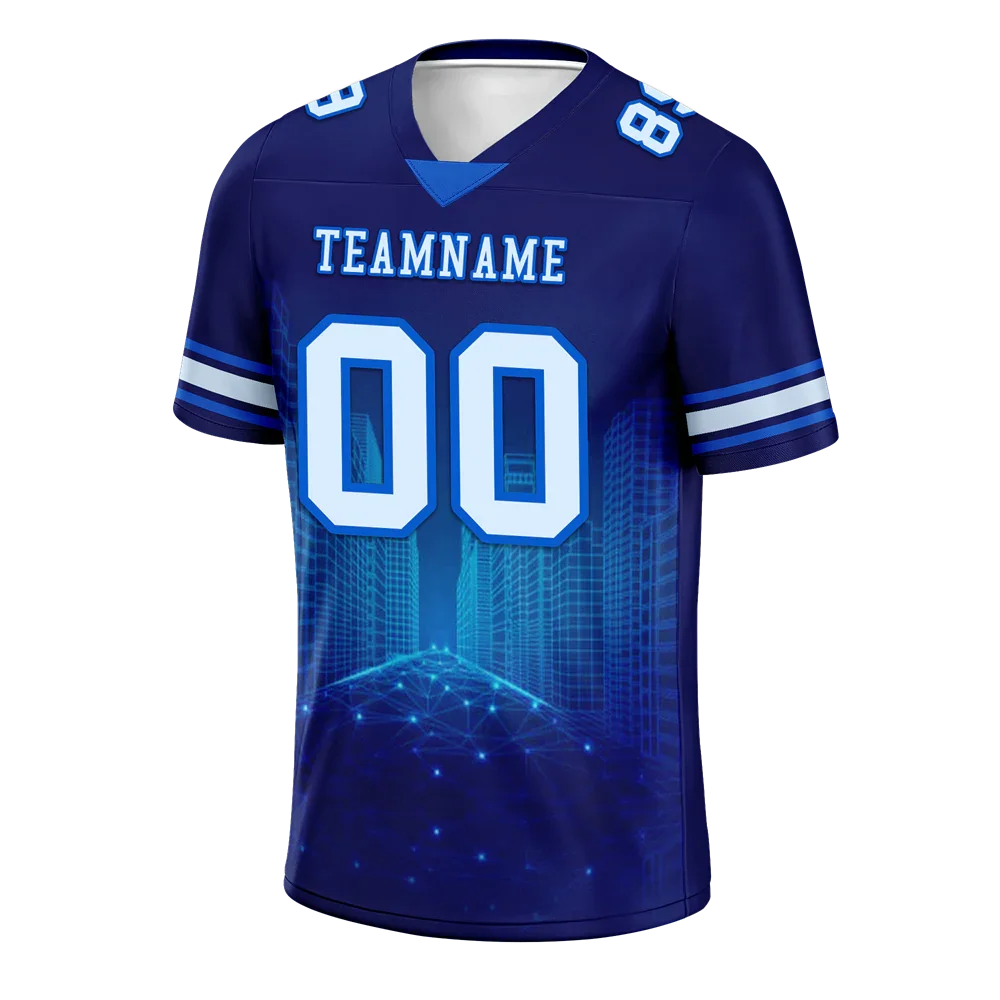 Custom Blue Graffiti Pattern White Personalized Authentic Football Jersey FBJ02-bc0fadb - Coolcustomize