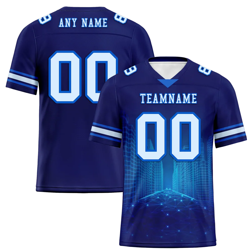 Custom Blue Graffiti Pattern White Personalized Authentic Football Jersey FBJ02-bc0fadb - Coolcustomize