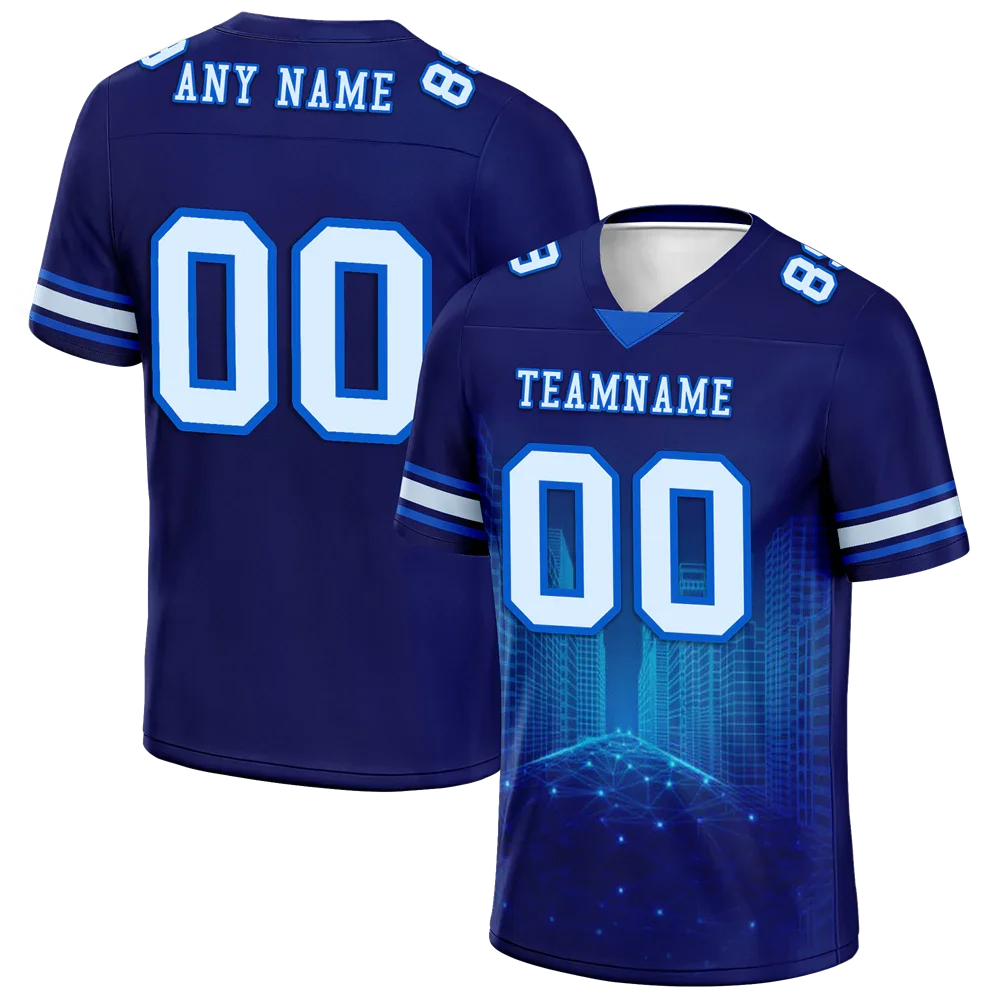 Custom Blue Graffiti Pattern White Personalized Authentic Football Jersey FBJ02-bc0fadb - Coolcustomize