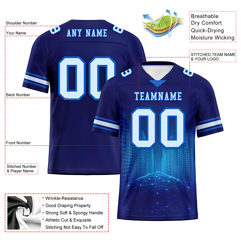 Custom Blue Graffiti Pattern White Personalized Authentic Football Jersey FBJ02-bc0fadb