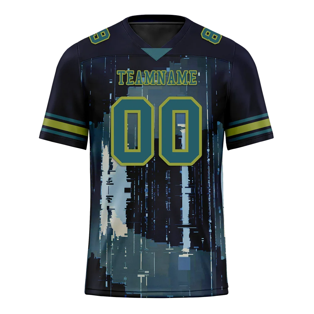 Custom Black Graffiti Pattern Aqua Personalized Authentic Football Jersey FBJ02-bc0fadc - Coolcustomize