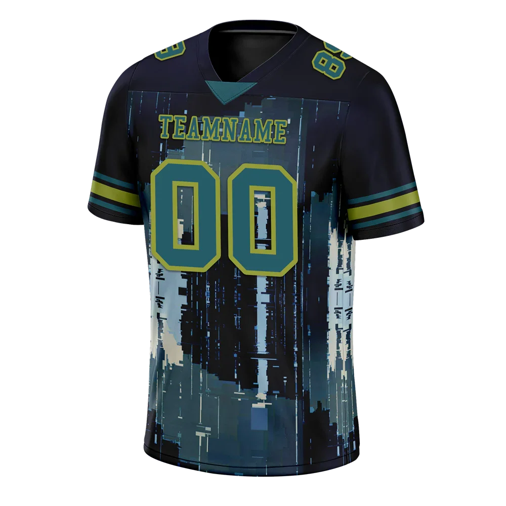 Custom Black Graffiti Pattern Aqua Personalized Authentic Football Jersey FBJ02-bc0fadc - Coolcustomize