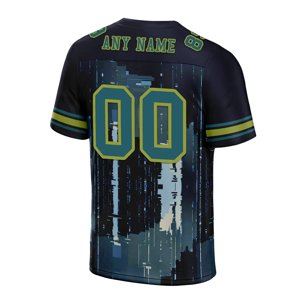 Custom Black Graffiti Pattern Aqua Personalized Authentic Football Jersey FBJ02-bc0fadc - Coolcustomize