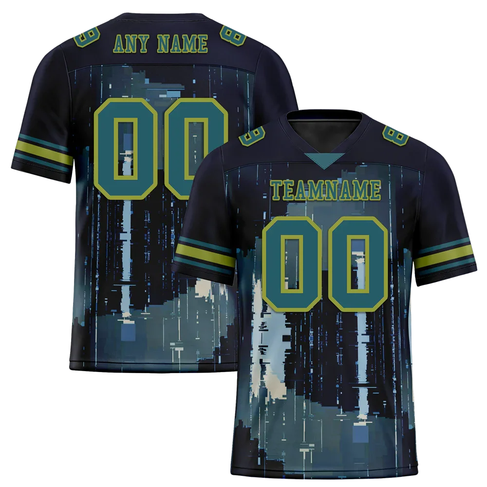 Custom Black Graffiti Pattern Aqua Personalized Authentic Football Jersey FBJ02-bc0fadc - Coolcustomize