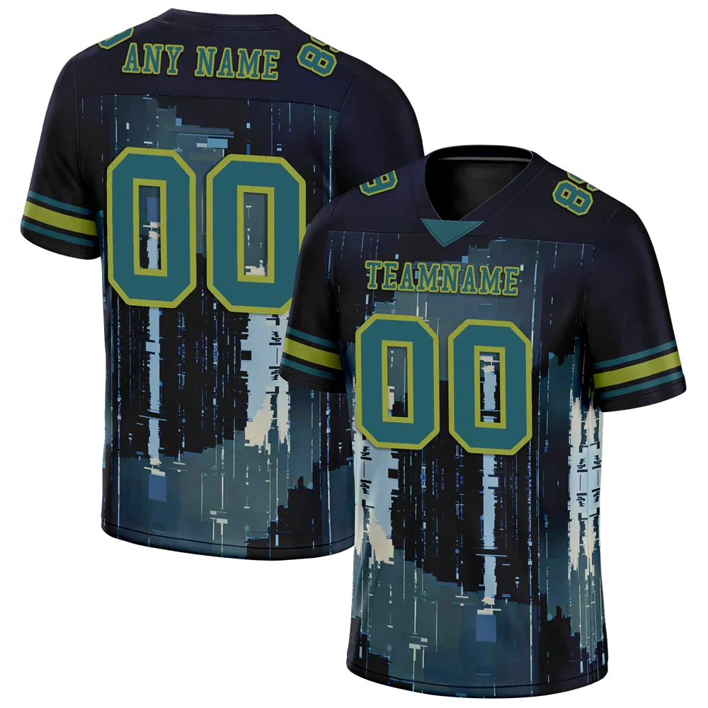 Custom Black Graffiti Pattern Aqua Personalized Authentic Football Jersey FBJ02-bc0fadc - Coolcustomize