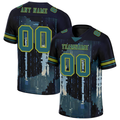 Custom Black Graffiti Pattern Aqua Personalized Authentic Football Jersey FBJ02-bc0fadc