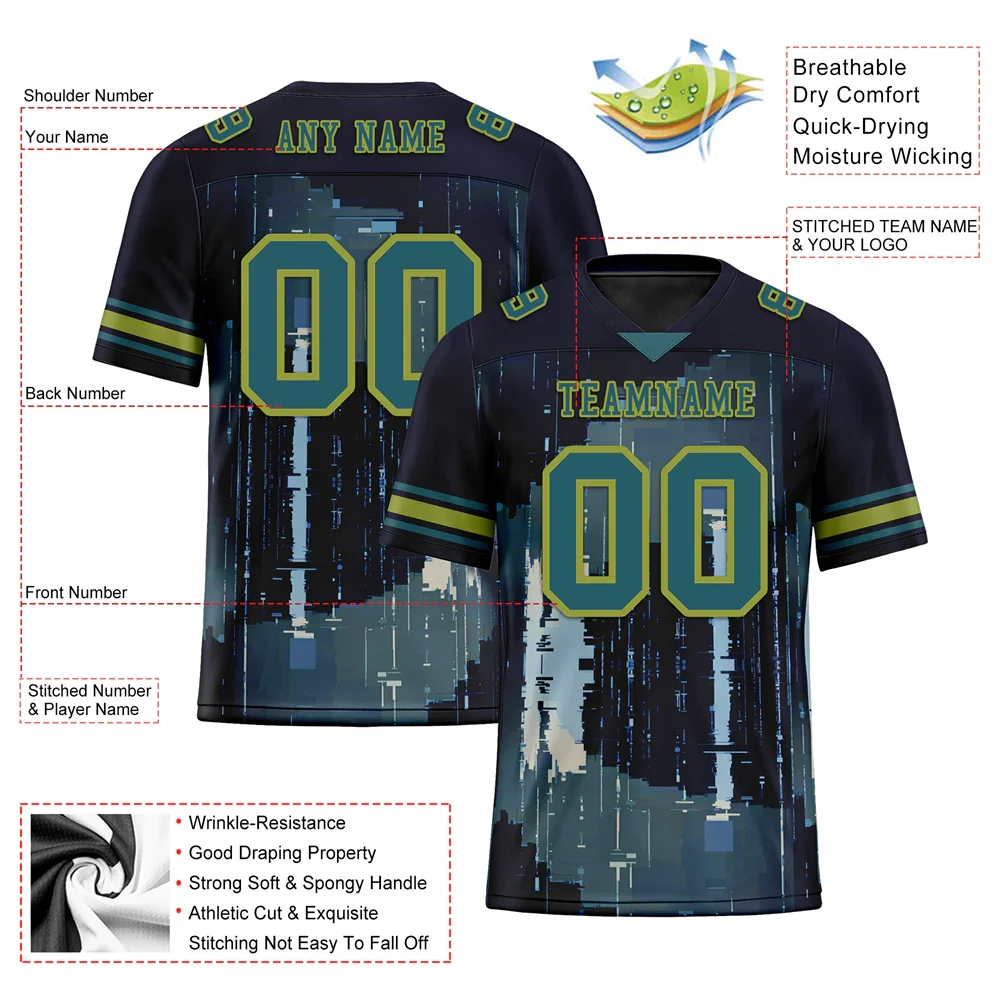 Custom Black Graffiti Pattern Aqua Personalized Authentic Football Jersey FBJ02-bc0fadc - Coolcustomize