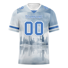 Custom Grey Graffiti Pattern Blue Personalized Authentic Football Jersey FBJ02-bc0fadd