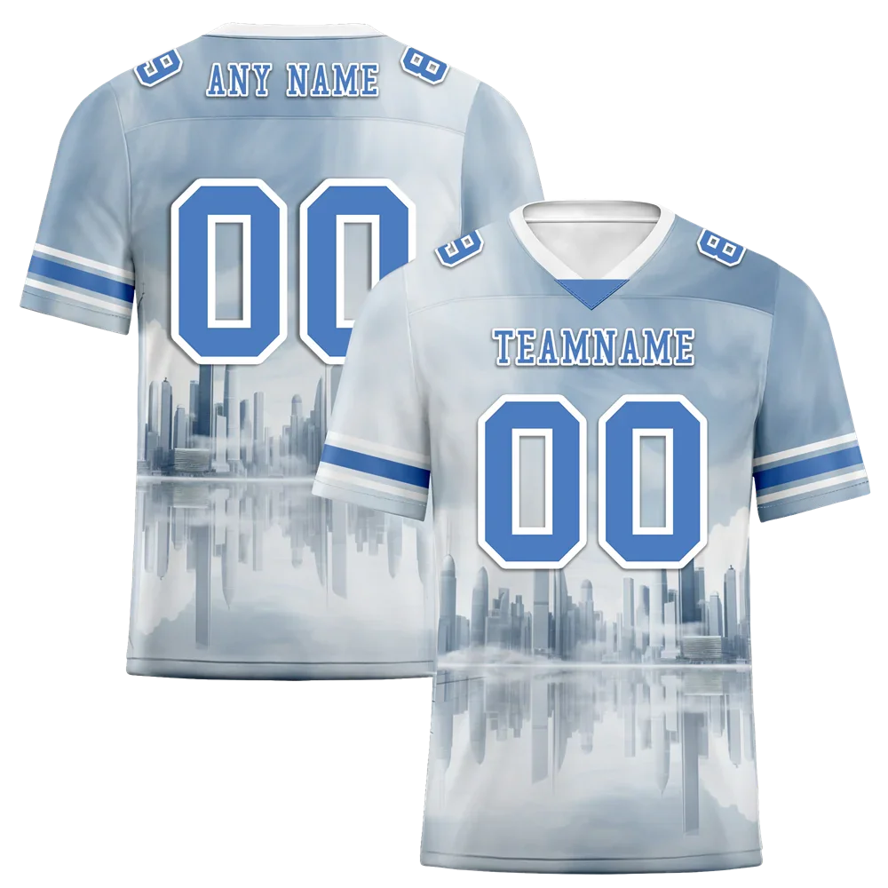 Custom Grey Graffiti Pattern Blue Personalized Authentic Football Jersey FBJ02-bc0fadd - Coolcustomize