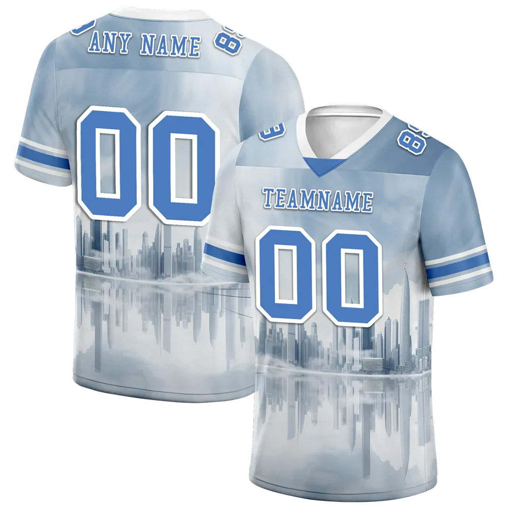 Custom Grey Graffiti Pattern Blue Personalized Authentic Football Jersey FBJ02-bc0fadd - Coolcustomize