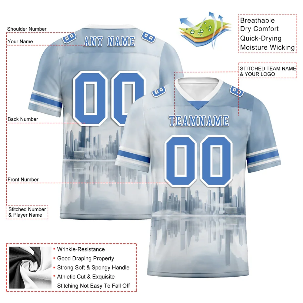 Custom Grey Graffiti Pattern Blue Personalized Authentic Football Jersey FBJ02-bc0fadd - Coolcustomize