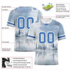 Custom Grey Graffiti Pattern Blue Personalized Authentic Football Jersey FBJ02-bc0fadd