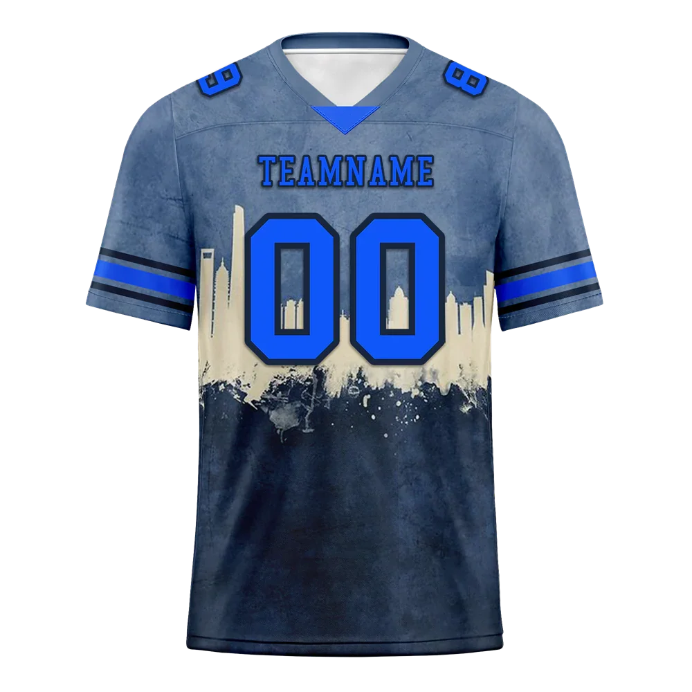 Custom Grey Graffiti Pattern Blue Personalized Authentic Football Jersey FBJ02-bc0fad7 - Coolcustomize