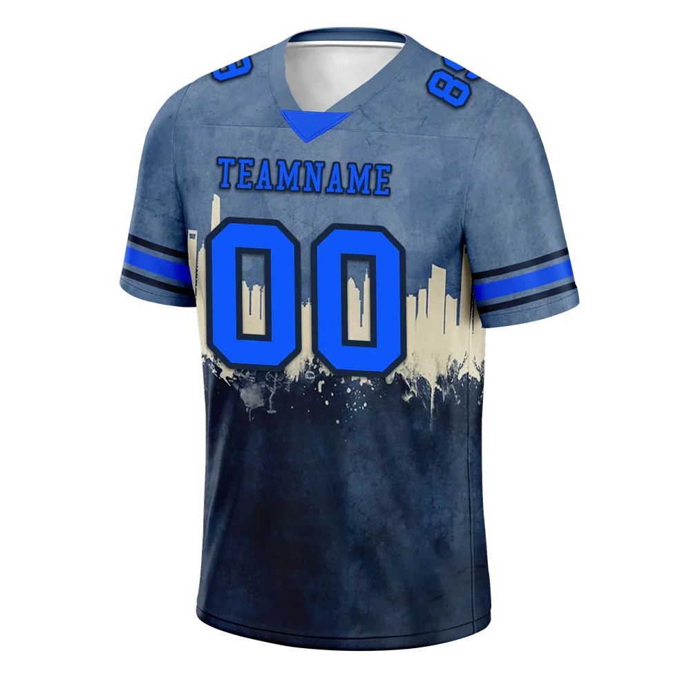 Custom Grey Graffiti Pattern Blue Personalized Authentic Football Jersey FBJ02-bc0fad7 - Coolcustomize