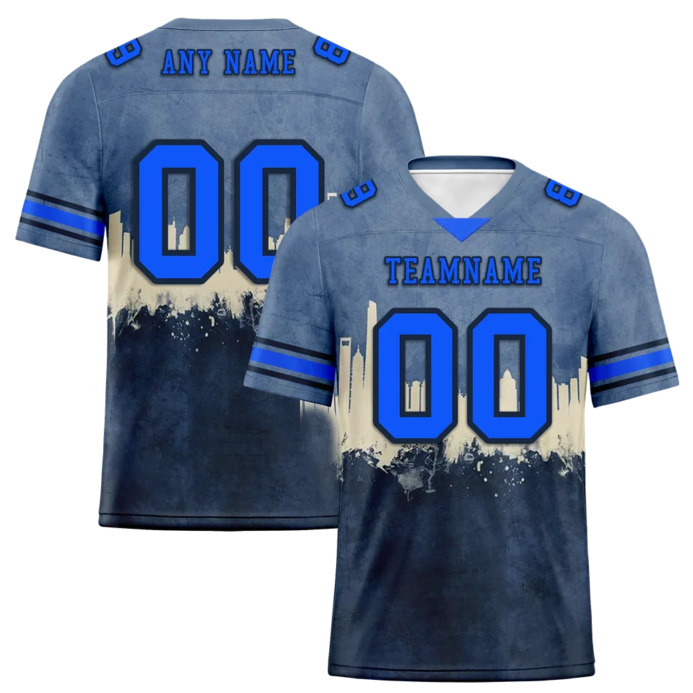 Custom Grey Graffiti Pattern Blue Personalized Authentic Football Jersey FBJ02-bc0fad7 - Coolcustomize