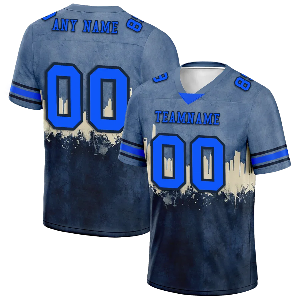 Custom Grey Graffiti Pattern Blue Personalized Authentic Football Jersey FBJ02-bc0fad7 - Coolcustomize