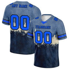 Custom Grey Graffiti Pattern Blue Personalized Authentic Football Jersey FBJ02-bc0fad7