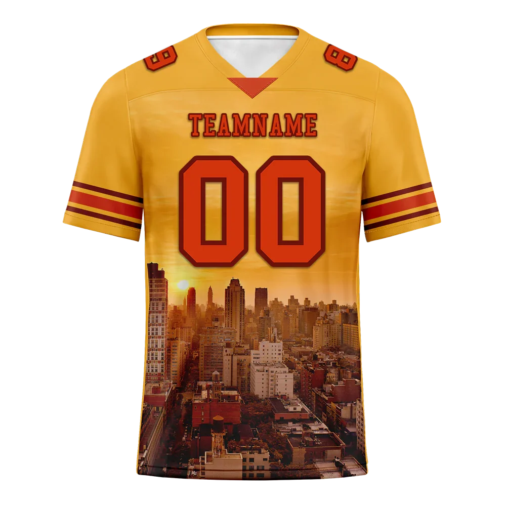 Custom Yellow Graffiti Pattern Orange Personalized Authentic Football Jersey FBJ02-bc0fad8 - Coolcustomize