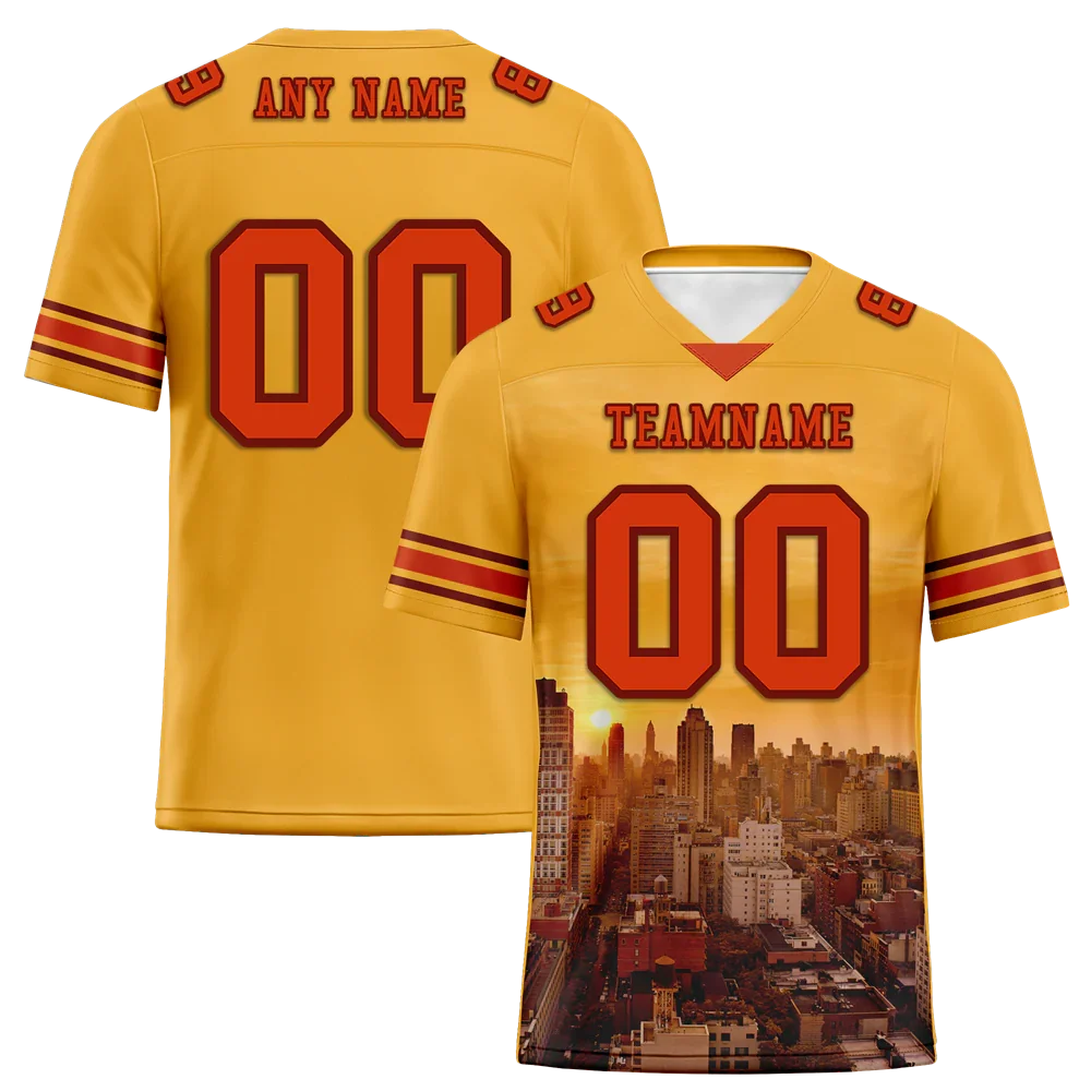 Custom Yellow Graffiti Pattern Orange Personalized Authentic Football Jersey FBJ02-bc0fad8 - Coolcustomize