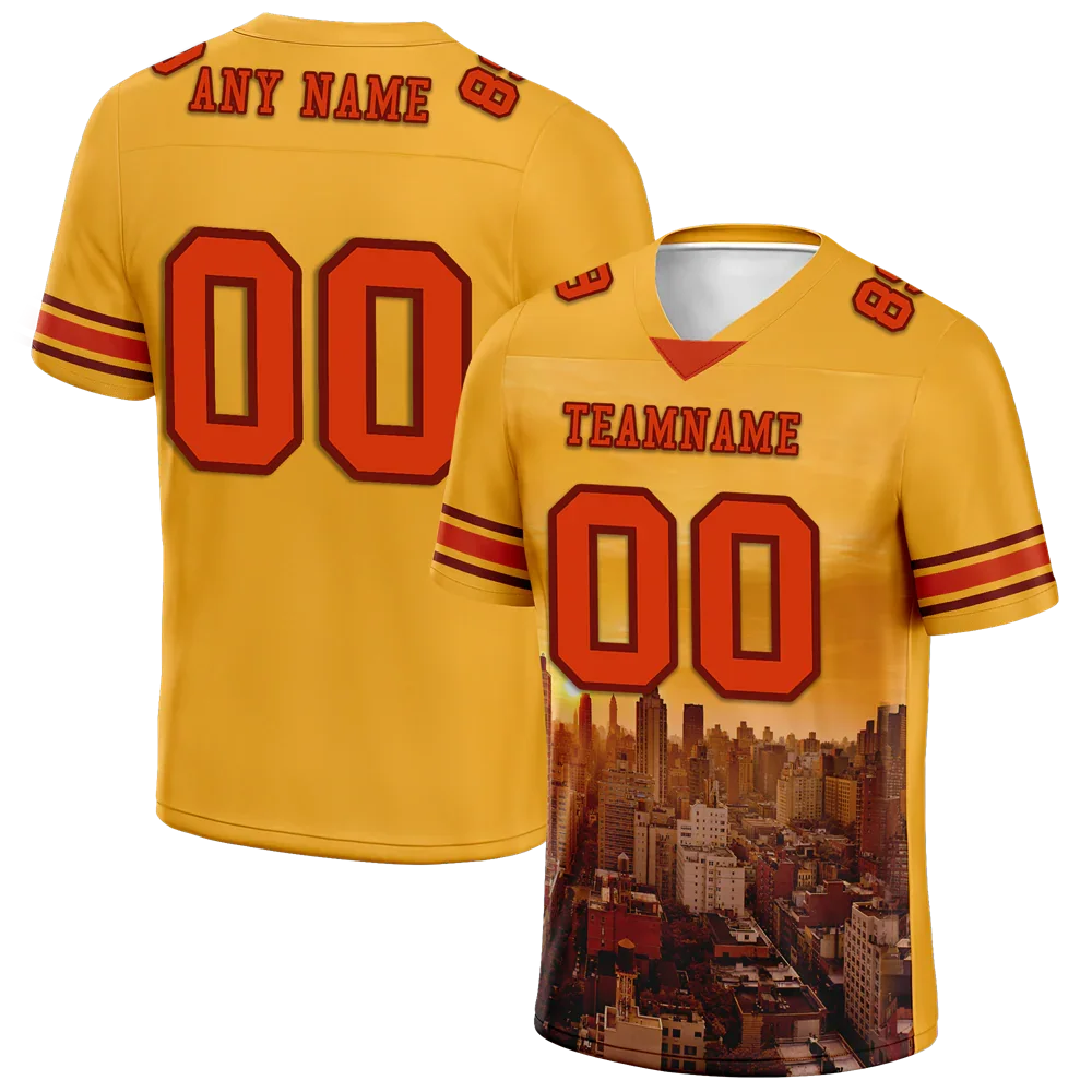 Custom Yellow Graffiti Pattern Orange Personalized Authentic Football Jersey FBJ02-bc0fad8 - Coolcustomize