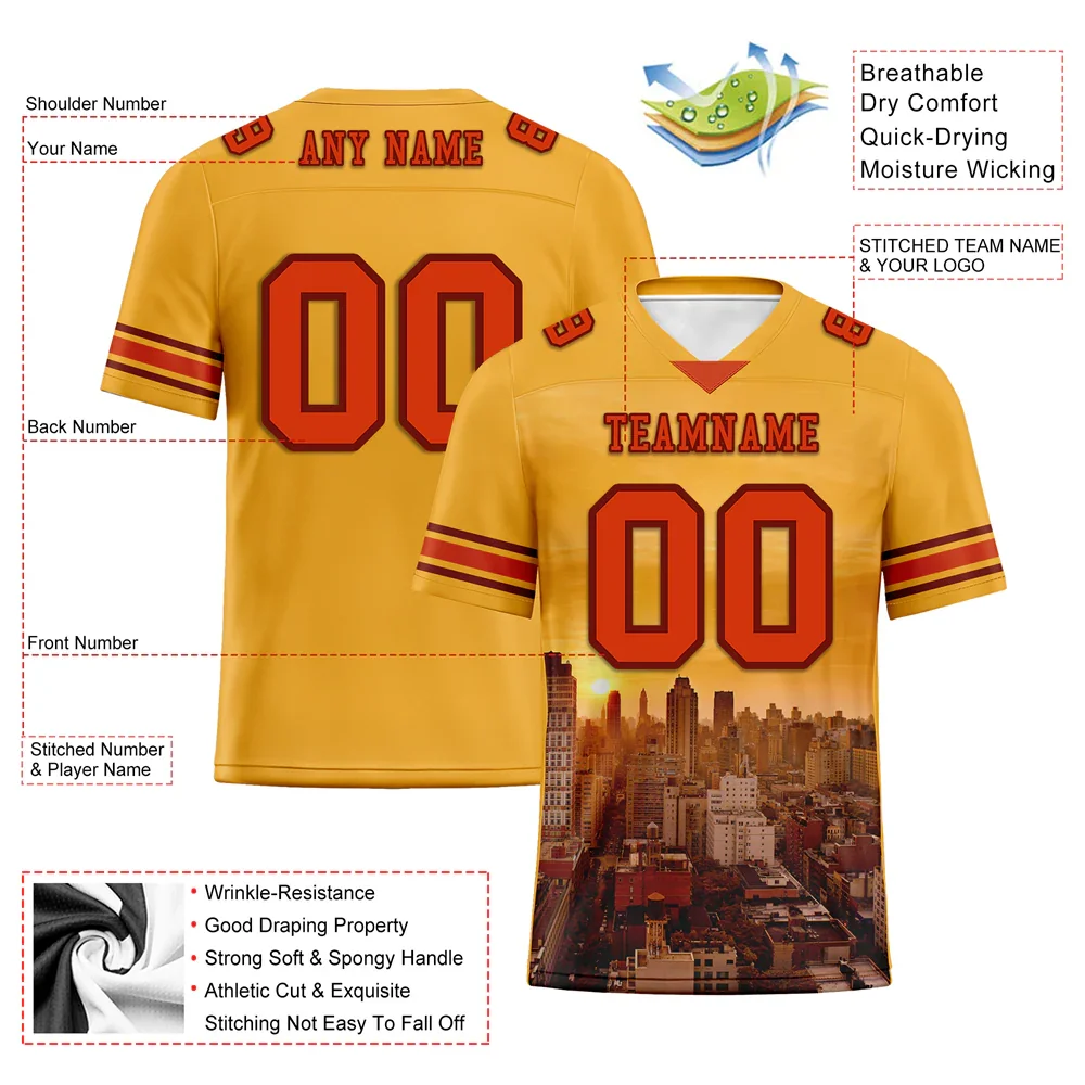 Custom Yellow Graffiti Pattern Orange Personalized Authentic Football Jersey FBJ02-bc0fad8 - Coolcustomize