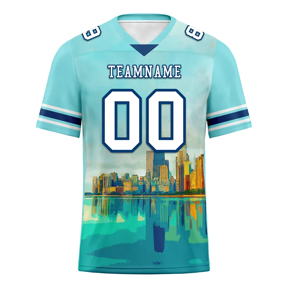 Custom Aqua Graffiti Pattern White Personalized Authentic Football Jersey FBJ02-bc0fae0 - Coolcustomize