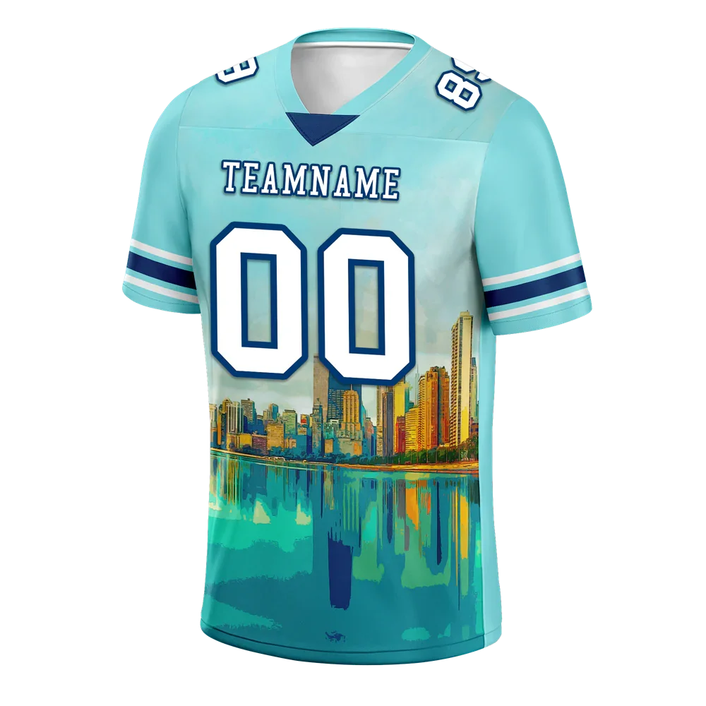 Custom Aqua Graffiti Pattern White Personalized Authentic Football Jersey FBJ02-bc0fae0 - Coolcustomize