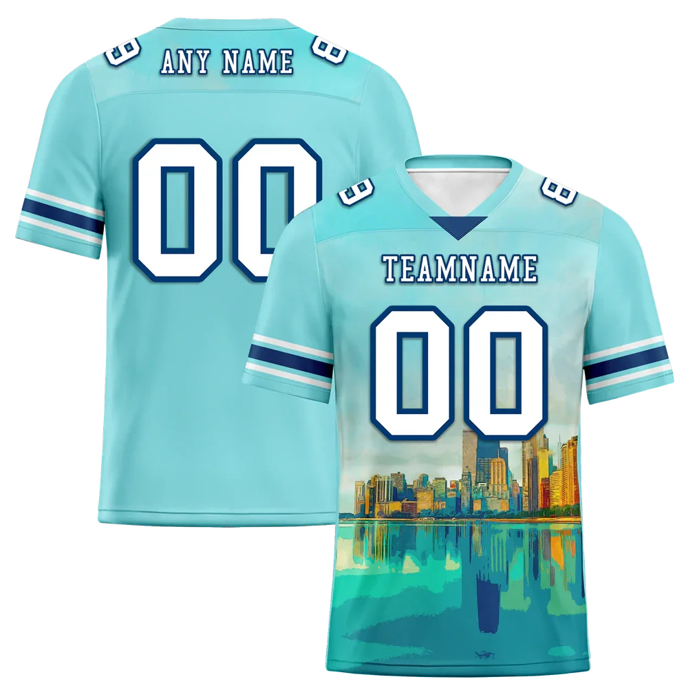 Custom Aqua Graffiti Pattern White Personalized Authentic Football Jersey FBJ02-bc0fae0 - Coolcustomize